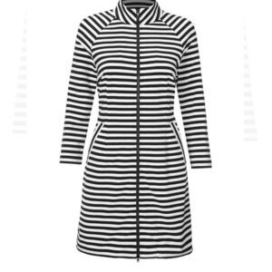 Cabi Byline Medium Black & White Full Zip LongLine Jacket